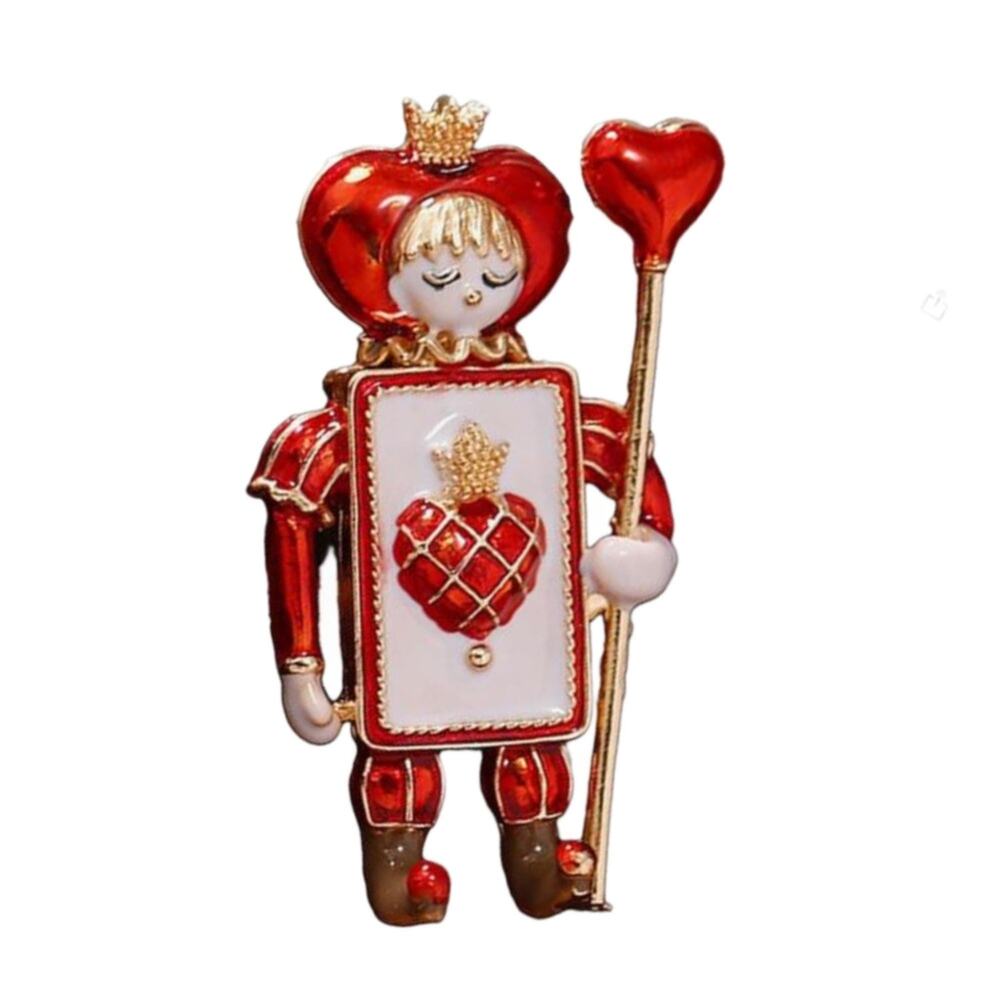 Queen of Hearts Brooch: Whimsical Alice in Wonderland Pin
